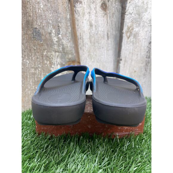 OOFOS OOlala Luxe Flip Flops Black/Bluejay Recovery Sandals Women's 9 - Picture 5 of 7
